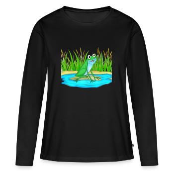 Étang d’eau de grenouille - T-shirt manches longues Premium bio Femme - noir - Devant - Julia (174cm)