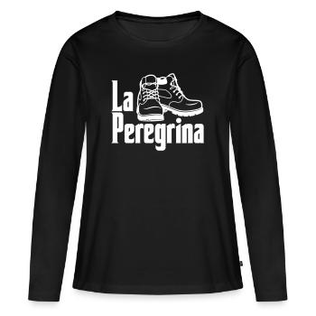 La Peregrina | Camino de Santiago | Chemin de Saint-Jacques - T-shirt manches longues Premium bio Femme - noir - Devant - Julia (174cm)