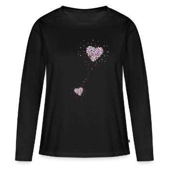 Maman enceinte, maman, deux coeurs, deux coeurs - T-shirt manches longues Premium bio Femme - noir - Devant - Julia (174cm)