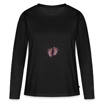 Baby feet pregnancy expectant mom - Women's Premium Organic Long Sleeve Shirt - black - Front - Julia (174cm)