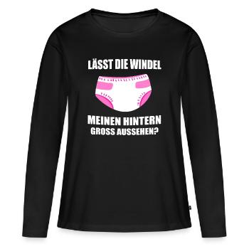 ABDL Mädchen Windel Diaper Geschenk - Frauen Premium Bio Langarmshirt - Schwarz - Vorne - Julia (174cm)