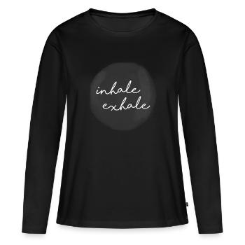 inhale exhale yoga - Women's Premium Organic Long Sleeve Shirt - black - Front - Julia (174cm)