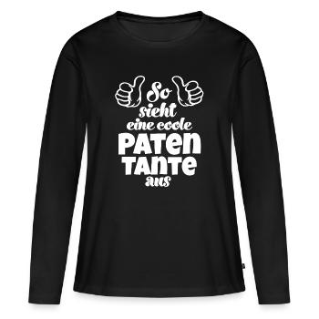 So sieht eine coole Patentante aus Schweiz - Frauen Premium Bio Langarmshirt - Schwarz - Vorne - Julia (174cm)
