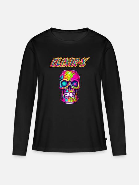 ELIXIR X - Frauen Premium Bio Langarmshirt - Schwarz