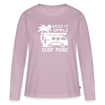 Keep It Simple Surf More - Frauen Premium Bio Langarmshirt - Altrosa - Vorne - Julia (174cm)