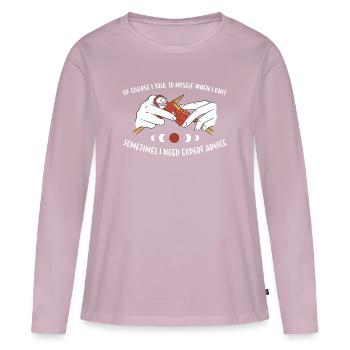 Of Course I Talk To Myself When I Knit Knitting - Frauen Premium Bio Langarmshirt - Altrosa - Vorne - Julia (174cm)