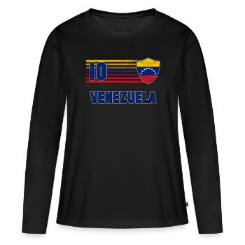 Équipe du Venezuela de football - T-shirt manches longues Premium bio Femme - noir - Devant - Julia (174cm)
