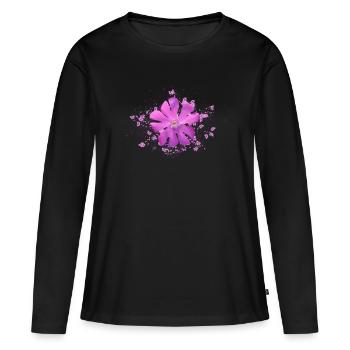 fleur rose fleur rose - T-shirt manches longues Premium bio Femme - noir - Devant - Julia (174cm)