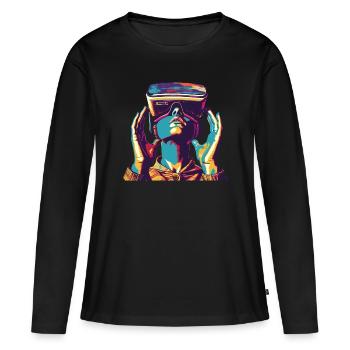 Virtual Reality - Tauchen Sie Ein In Eine - Frauen Premium Bio Langarmshirt - Schwarz - Vorne - Julia (174cm)