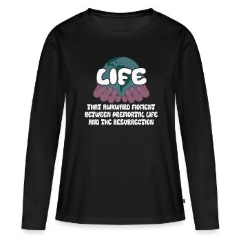 Vie Le moment embarrassant entre la vie - T-shirt manches longues Premium bio Femme - noir - Devant - Julia (174cm)