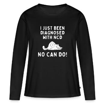 Funny No Can Do Cat - Women's Premium Organic Long Sleeve Shirt - black - Front - Julia (174cm)