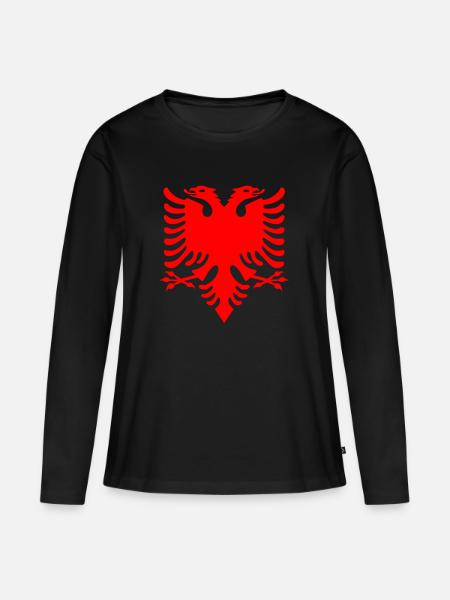 roter doppelkopfadler Albanian Double Eagle - Frauen Premium Bio Langarmshirt - Schwarz