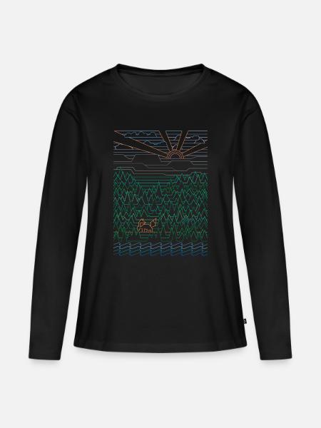 Fuchs & Wald (Landschaft) - Frauen Premium Bio Langarmshirt - Schwarz