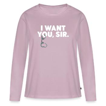 BDSM Sub Geschenk SM Outfit Bondage I WANT YOU SIR - Frauen Premium Bio Langarmshirt - Altrosa - Vorne - Julia (174cm)