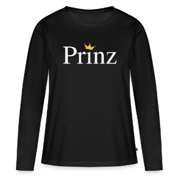 Prinz mit Krone - Frauen Premium Bio Langarmshirt - Schwarz - Vorne - Julia (174cm)