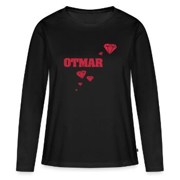 Geschenkidee Otmar - Frauen Premium Bio Langarmshirt - Schwarz - Vorne - Julia (174cm)
