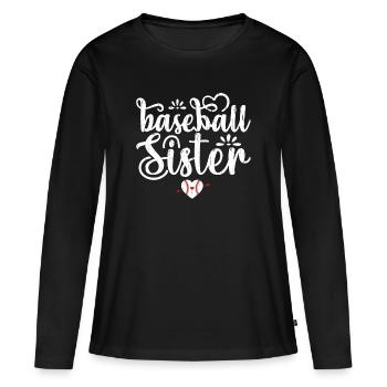 Baseball Sister Baseball Baseball Sister - T-shirt manches longues Premium bio Femme - noir - Devant - Julia (174cm)