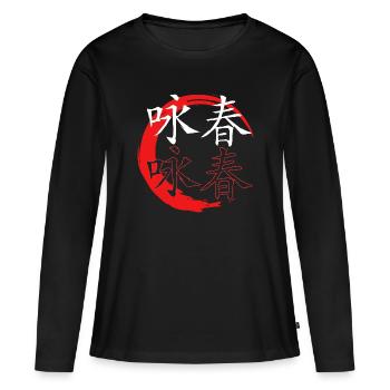 Wing Chun - T-shirt manches longues Premium bio Femme - noir - Devant - Julia (174cm)