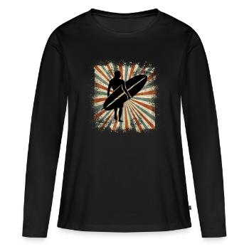Surfing - T-shirt manches longues Premium bio Femme - noir - Devant - Julia (174cm)