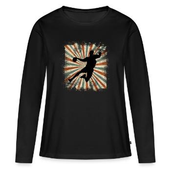 Handball - T-shirt manches longues Premium bio Femme - noir - Devant - Julia (174cm)