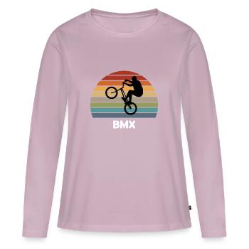 BMX - T-shirt manches longues Premium bio Femme - rose poudré - Devant - Julia (174cm)
