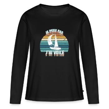 Je peux pas j'ai voile - T-shirt manches longues Premium bio Femme - noir - Devant - Julia (174cm)