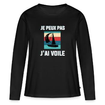 Je peux pas j'ai voile - T-shirt manches longues Premium bio Femme - noir - Devant - Julia (174cm)