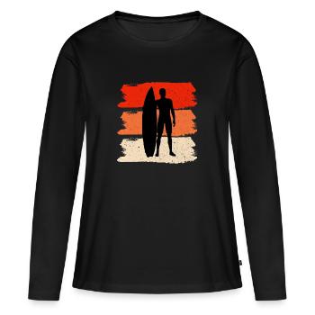 Surfing - T-shirt manches longues Premium bio Femme - noir - Devant - Julia (174cm)