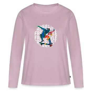 Skateboard Freestyle - T-shirt manches longues Premium bio Femme - rose poudré - Devant - Julia (174cm)