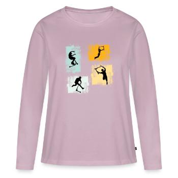 trottinette freestyle - T-shirt manches longues Premium bio Femme - rose poudré - Devant - Julia (174cm)