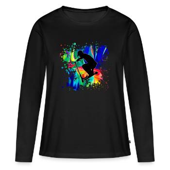 Freestyle Roller - Frauen Premium Bio Langarmshirt - Schwarz - Vorne - Julia (174cm)