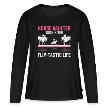 Conception de voûte et conception de chevaux de voûte - T-shirt manches longues Premium bio Femme - noir - Devant - Julia (174cm)