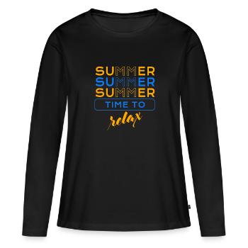L’heure d’été pour détendre EV - T-shirt manches longues Premium bio Femme - noir - Devant - Julia (174cm)