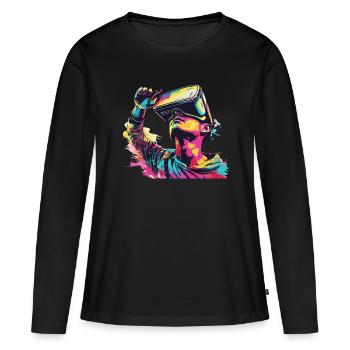 Virtual Reality - Tauchen Sie Ein In Eine - Frauen Premium Bio Langarmshirt - Schwarz - Vorne - Julia (174cm)