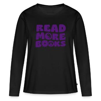 Lire plus de livres - T-shirt manches longues Premium bio Femme - noir - Devant - Julia (174cm)