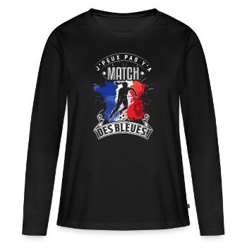 Les Bleues Footballer. Women's France Team - Women's Premium Organic Long Sleeve Shirt - black - Front - Julia (174cm)
