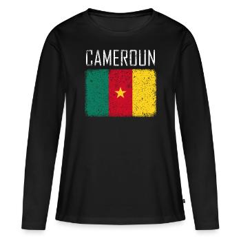 Kamerun - Frauen Premium Bio Langarmshirt - Schwarz - Vorne - Julia (174cm)