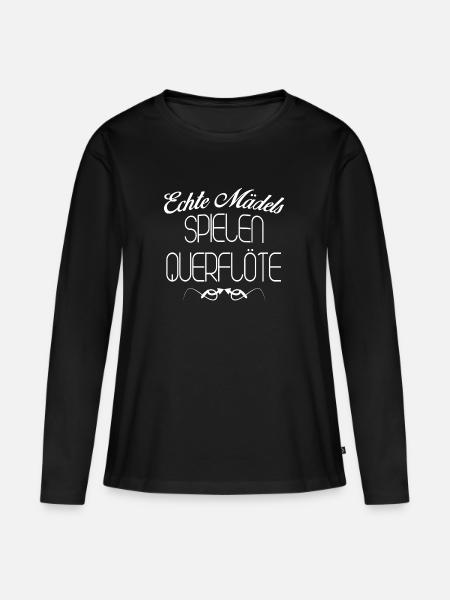 QUERFLÖTE ECHTE MAeDELS - Frauen Premium Bio Langarmshirt - Schwarz