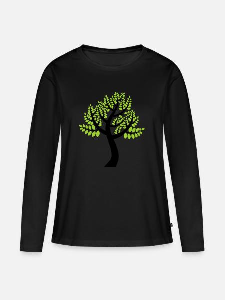 Natur - Frauen Premium Bio Langarmshirt - Schwarz