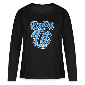 Cadeau pour rat de bibliothèque ou rat de bibliothèque - T-shirt manches longues Premium bio Femme - noir - Devant - Julia (174cm)