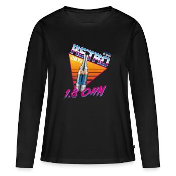 retro 1,8ohm - Frauen Premium Bio Langarmshirt - Schwarz - Vorne - Julia (174cm)