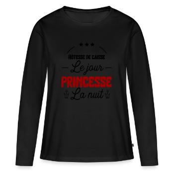 Princesse Hôtesse de caisse cadeau - T-shirt manches longues Premium bio Femme - noir - Devant - Julia (174cm)