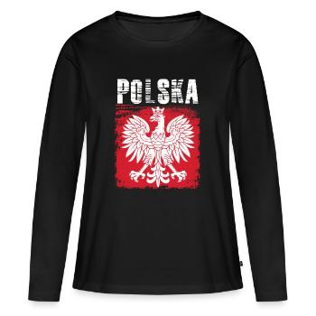Pologne - T-shirt manches longues Premium bio Femme - noir - Devant - Julia (174cm)