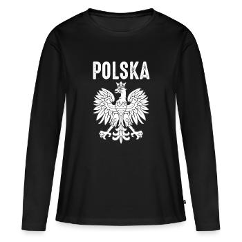 Pologne - T-shirt manches longues Premium bio Femme - noir - Devant - Julia (174cm)