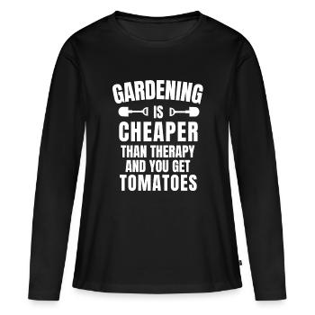 Gartenarbeit, Gartenarbeit, Gartenarbeit - Frauen Premium Bio Langarmshirt - Schwarz - Vorne - Julia (174cm)