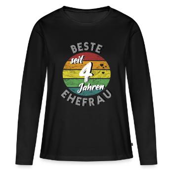 beste Ehefrau seit 4 Jahren 4. Hochzeitstag retro - Frauen Premium Bio Langarmshirt - Schwarz - Vorne - Julia (174cm)