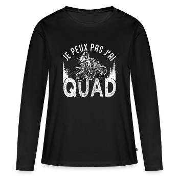 Quad je peux pas j ai quad atv quad quad moto - T-shirt manches longues Premium bio Femme - noir - Devant - Julia (174cm)