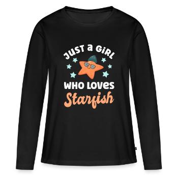 Étoile de mer Étoile de mer - T-shirt manches longues Premium bio Femme - noir - Devant - Julia (174cm)