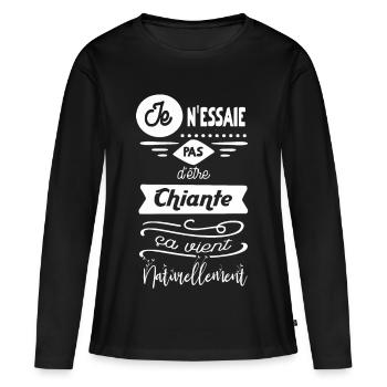 je n essaie pas d être chiante... - T-shirt manches longues Premium bio Femme - noir - Devant - Julia (174cm)