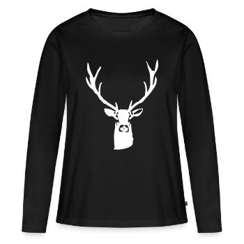 cerf noble - T-shirt manches longues Premium bio Femme - noir - Devant - Julia (174cm)